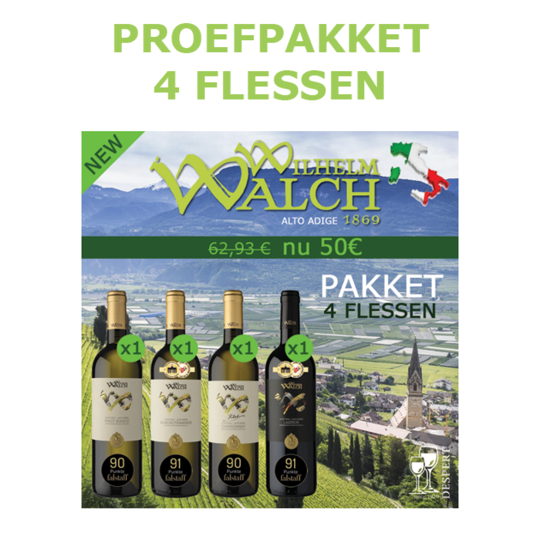 PAKKET WALCH 4 flessen